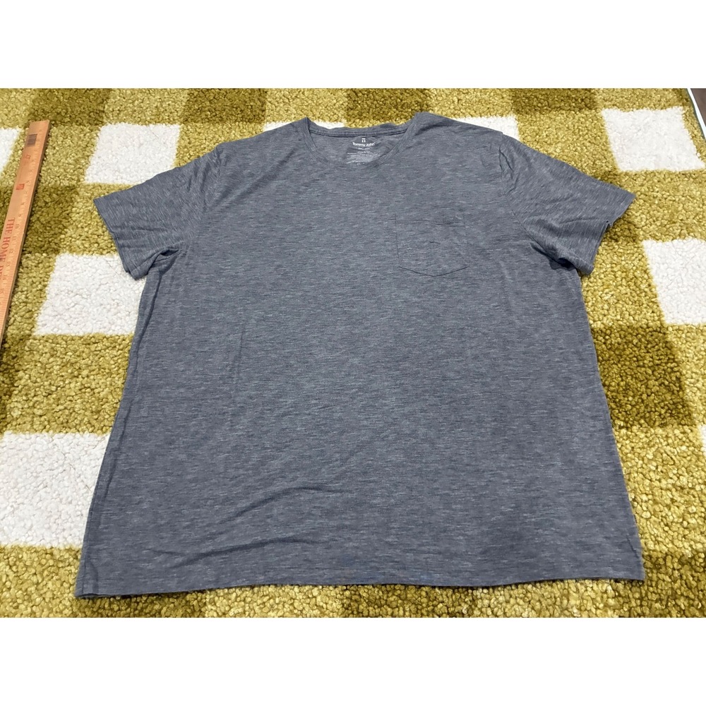 Tommy John Second Skin Grey Heather Crew Neck Pocket T-Shirt Mens 2XL XXL